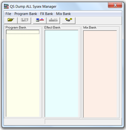 QS Edit Pro Dump ALL Sysex Manager window