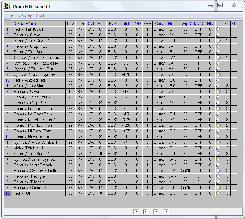 Drum Edit window in QS Edit Pro, all layers shown
