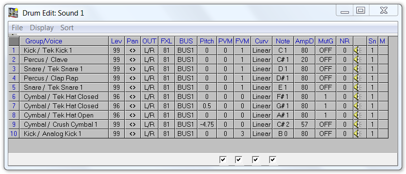 QS Edit Pro Drum Edit window, layer 1