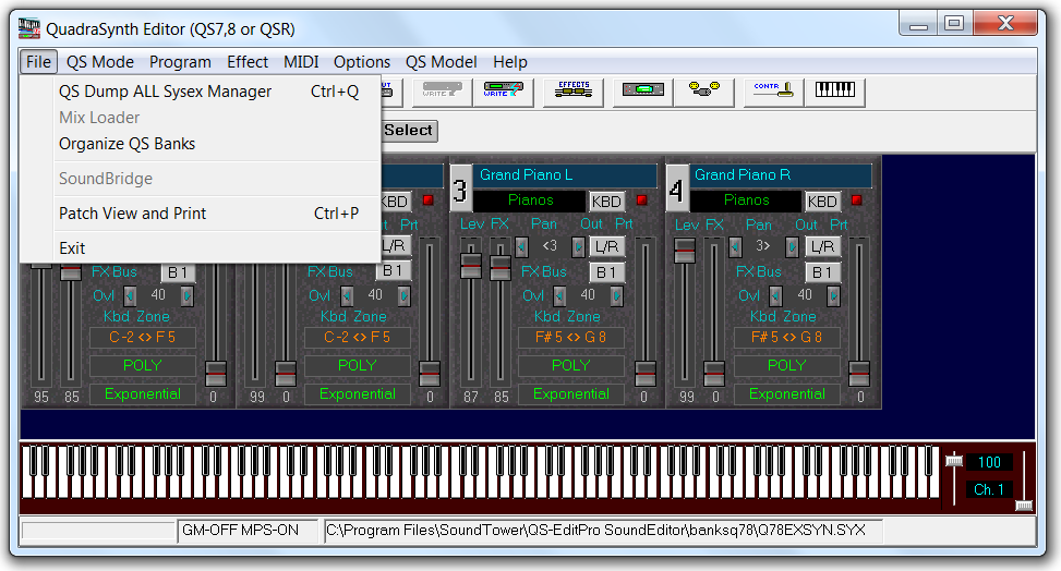 QS Edit Pro file menu