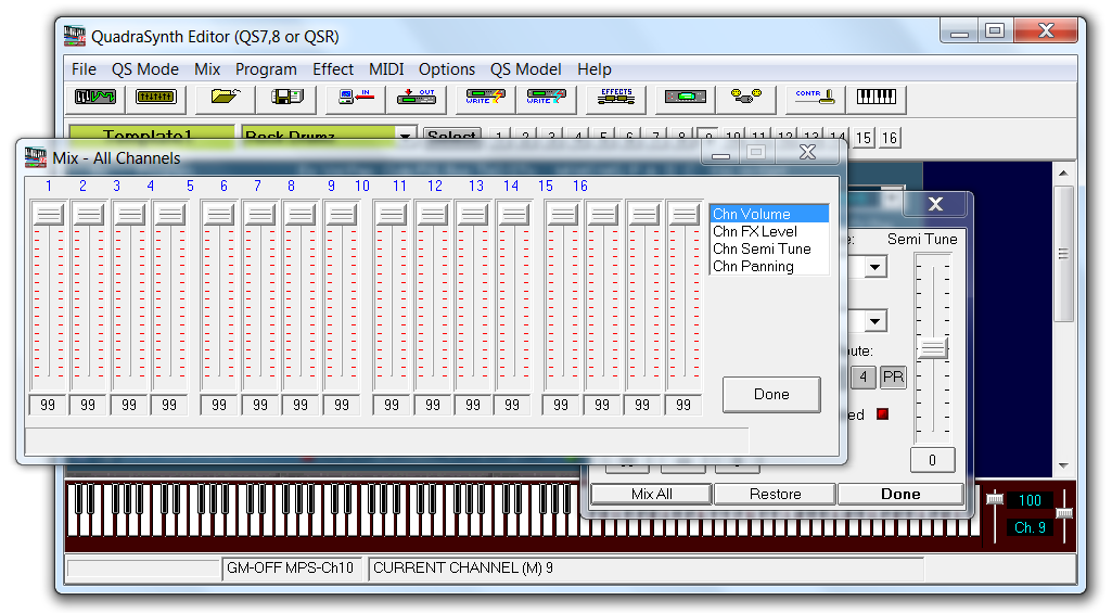 QS Edit Pro Mix All Channels window