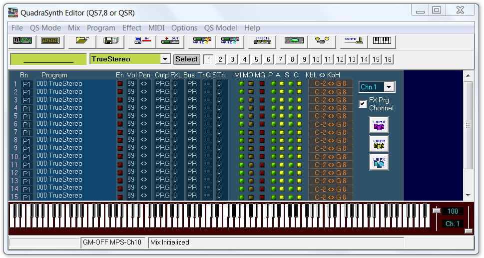 QS Edit Pro, Mix initialized