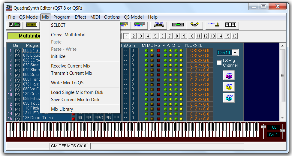 QS Edit Pro Mix Menu