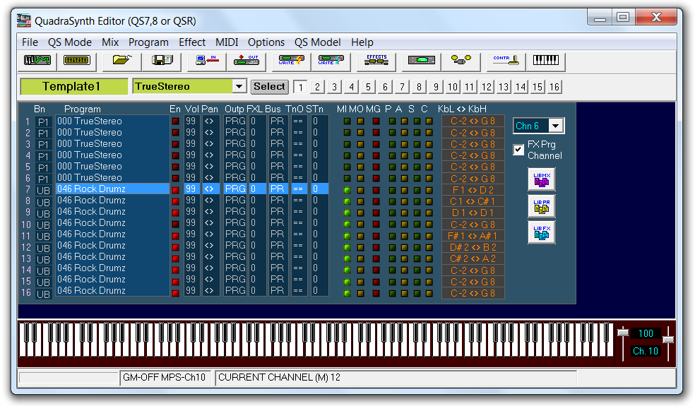 Mix Template settings shown in QS Edit Pro Mix Mode window