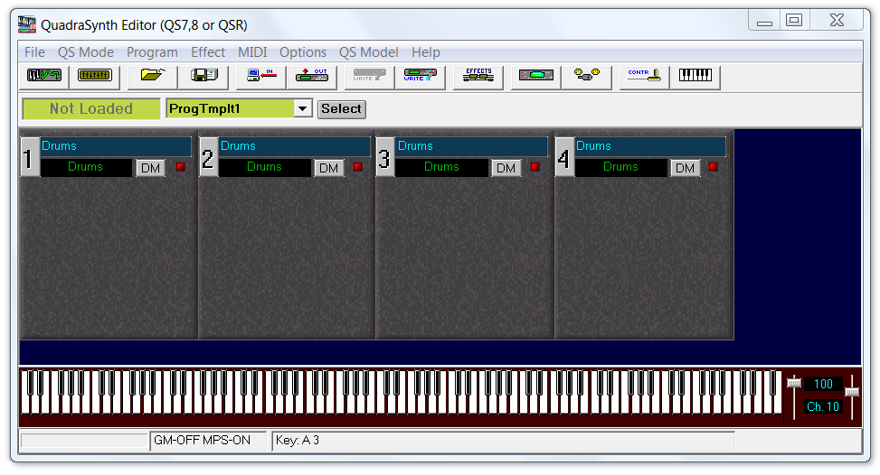 QS Edit Pro Program Mode window, ProgTmplt1 in location 000