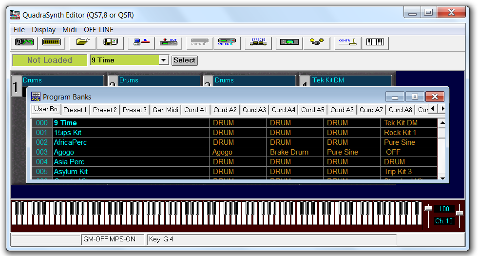 QS Edit Pro Program Banks window
