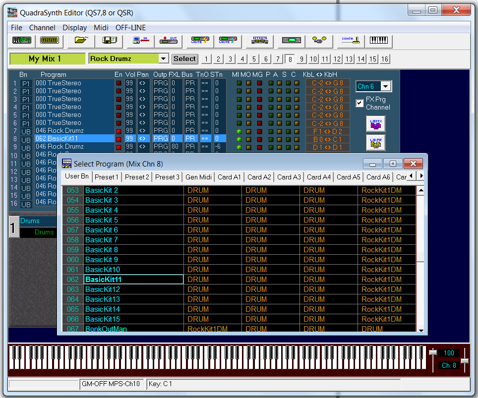 QS Edit Pro Program Select window, select BasicKit11 Program