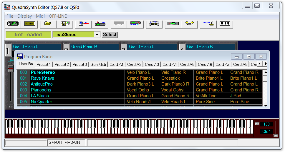 QS Edit Pro Program Banks window