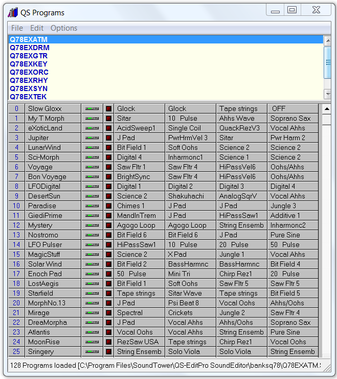 QS Edit Pro Program Library window