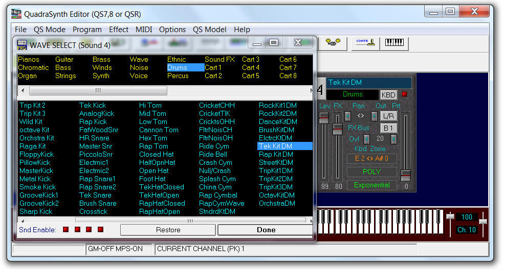 QS Edit Pro Wave Select window