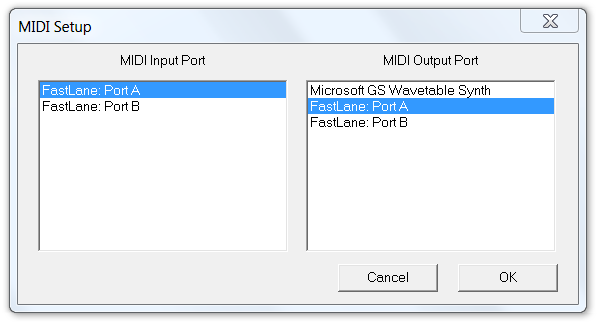 Sound Bridge MIDI Setup window
